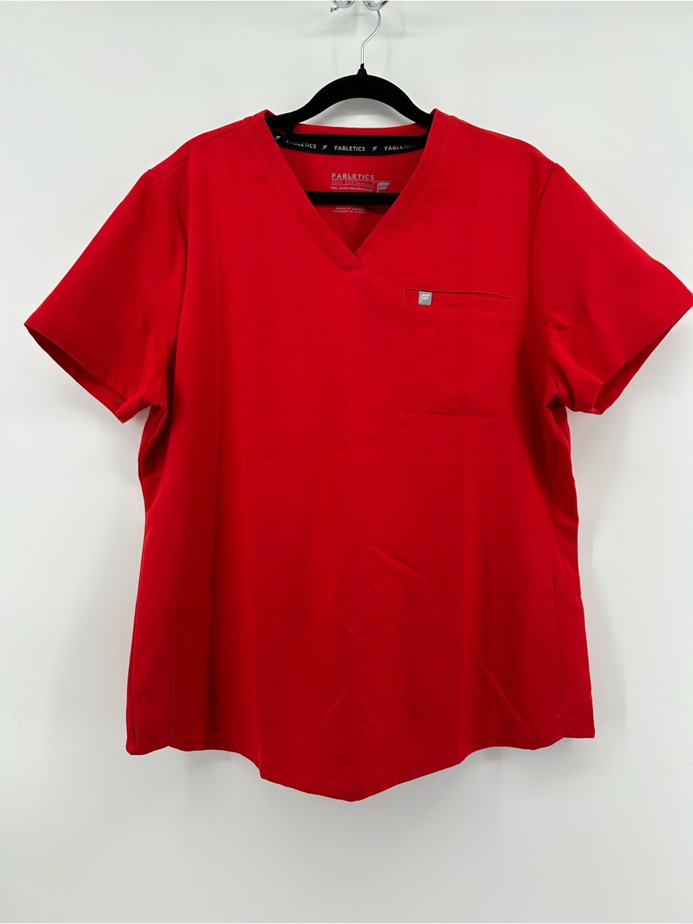 Fabletics Red V-Neck Women's Scrub Top